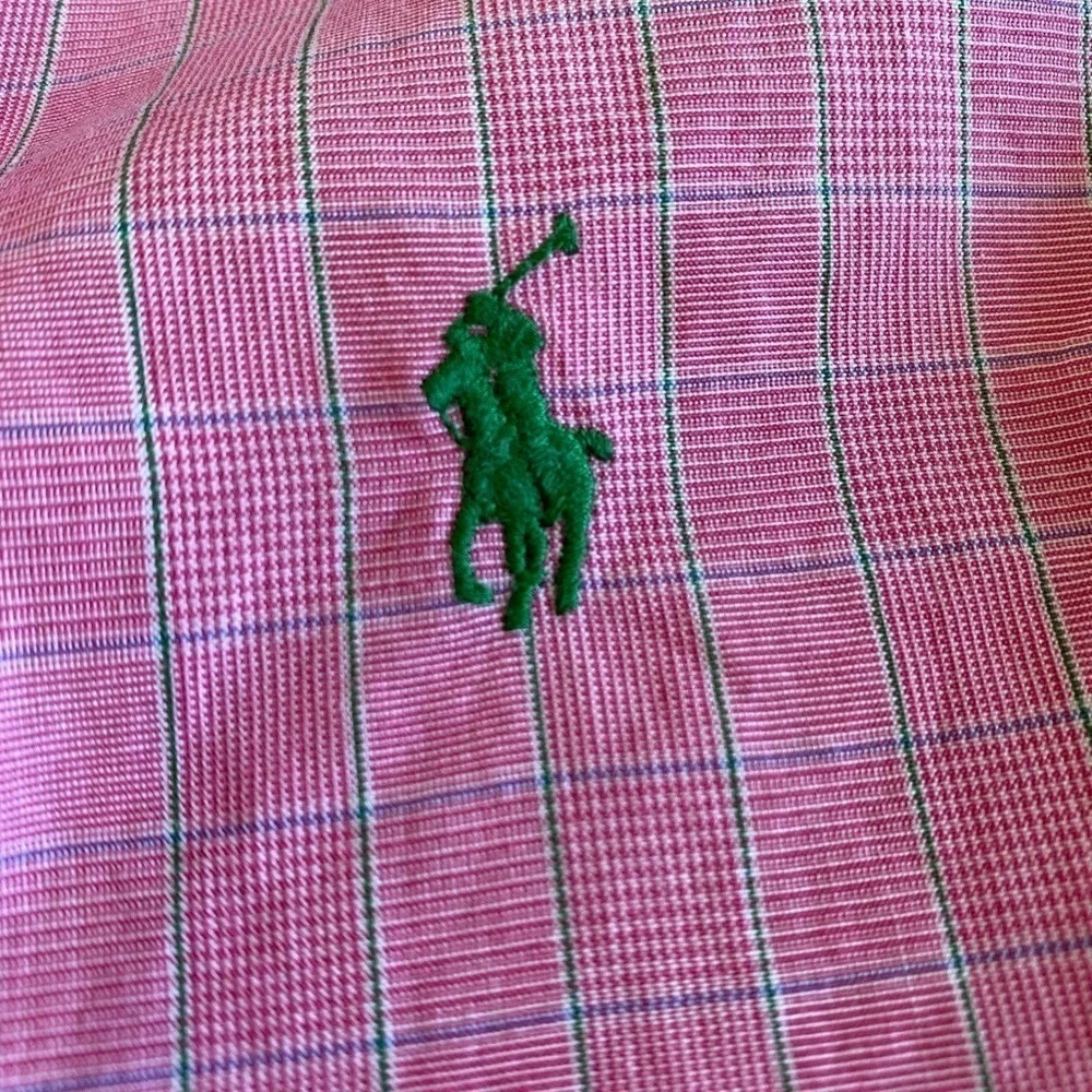 Ralph Lauren Button Down Dress Shirt Classic Fit Pink with green pony - Picture 6 of 14